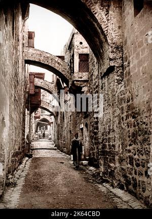 C.1890s terra santa israele palestina photochrome - Via Dolorosa Foto Stock