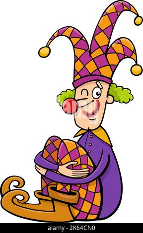 Illustrazione del fumetto di un simpatico esecutore clown o personaggio jester Illustrazione Vettoriale