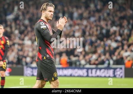 Copenaghen, Danimarca. 11th Ott 2022. Jack Grealish (10) di Manchester City visto durante la partita della UEFA Champions League tra il FC Copenhagen e Manchester City al Parken di Copenhagen. (Photo Credit: Gonzales Photo/Alamy Live News Foto Stock