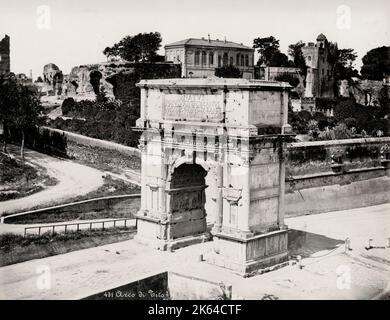 Fotografia d'annata del XIX secolo: Arco di Tito, Roma, Italia, immagine circa 1880 Foto Stock