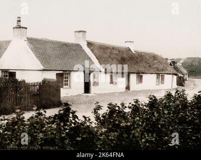Vintage 19 ° secolo fotografia: Robert Burns cottage, Ayr, Scozia. Foto Stock