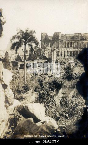 Le rovine del Palazzo di Sans-Souci (in francese: Palais Sans Souci), la principale residenza reale di Enrico i, re di Haiti, meglio conosciuto come Henri Christophe. Un grave terremoto nel 1842 distrusse una parte considerevole del palazzo e devastò la vicina città di Cap-Haitien - il palazzo non fu mai ricostruito. Foto Stock