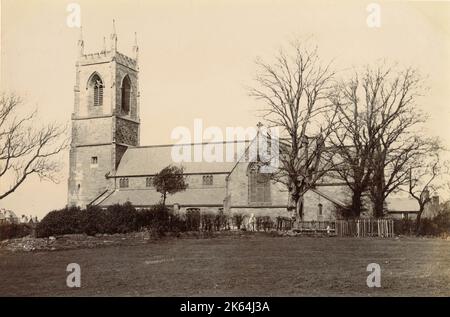 St Mary's Church, Lymm, Cheshire, ora un edificio classificato di grado II. Foto Stock