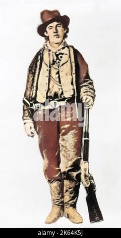 Billy the Kid di intera lunghezza verticale, rivolto verso la parte anteriore. Data 1958. Foto Stock