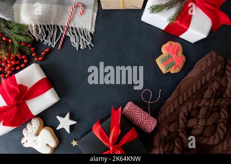 festeggiamenti di nuovo anno festivo cornice regalo scatola cookie Foto Stock