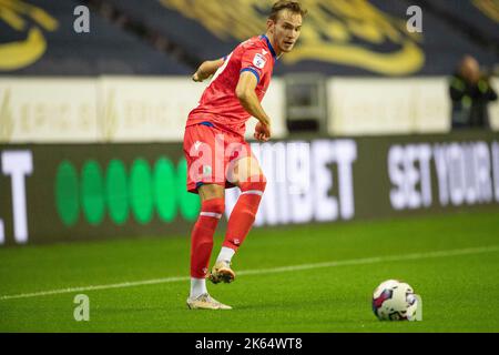 Wigan, Regno Unito. 11th ottobre 2022. Ryan Hedges of Blackburn Rovers (19) durante la partita del campionato Sky Bet tra Wigan Athletic e Blackburn Rovers al DW Stadium di Wigan martedì 11th ottobre 2022. (Credit: Mike Morese | MI News) Credit: MI News & Sport /Alamy Live News Foto Stock