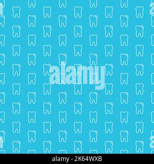Design a disegno senza cuciture Dental Blue con profilo del dente Illustrazione Vettoriale