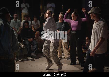 MAF Battle, evento di danza urbana e di strada organizzato da mafiia Crew durante le feste di El Pilar a Saragozza, Spagna Foto Stock