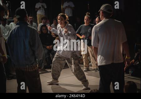 MAF Battle, evento di danza urbana e di strada organizzato da mafiia Crew durante le feste di El Pilar a Saragozza, Spagna Foto Stock