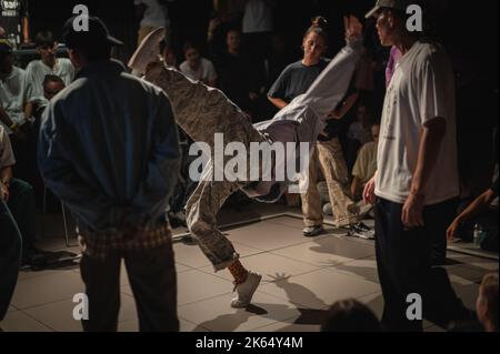 MAF Battle, evento di danza urbana e di strada organizzato da mafiia Crew durante le feste di El Pilar a Saragozza, Spagna Foto Stock