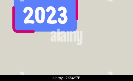 Capodanno, 2023 cartolina minimalista, cartella stile colonna vettore disegnato a mano Illustrazione Vettoriale