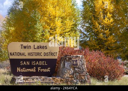 Twin Lakes, Colorado storico villaggio nella San Isabel National Forest, ai piedi del monte Ebert. Foto Stock