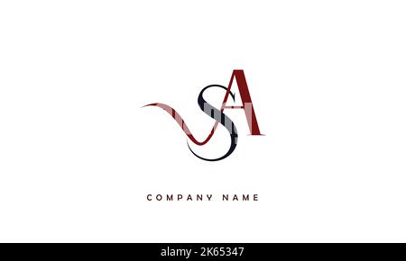 AS, SA Abstract Letters Logo Monogram Illustrazione Vettoriale