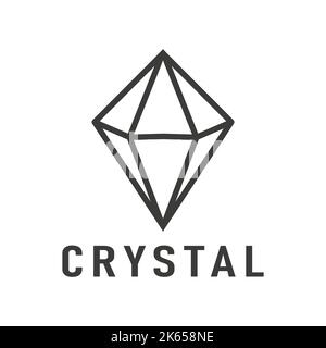Logo vettoriale. Logo di cristallo in stile lineare minimale, illustrazione creativa di moderno logo simbolo di cristallo modello vettoriale icona Illustrazione Vettoriale