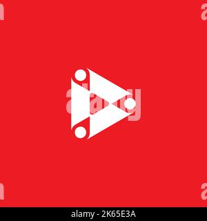 Tre punti, pulsante di gioco, concetto di logo triangolare, social networking, risorse umane, Modello di progettazione del logo della comunità creativa digitale Illustrazione Vettoriale