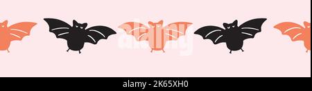 Bordo del motivo di sfondo di Halloween bat. Illustrazione vettoriale. Illustrazione Vettoriale