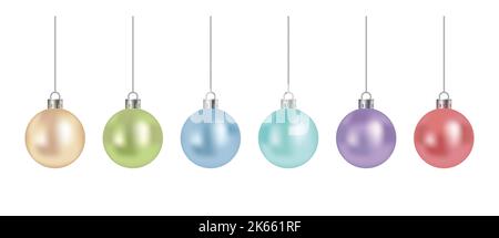 Realistic Christmas Ball Vector Illustration Set isolato su sfondo bianco. Illustrazione Vettoriale