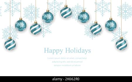 Realistic Christmas Ball Vector Illustration Set isolato su sfondo bianco. Illustrazione Vettoriale