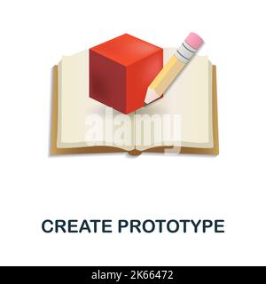 Crea icona prototipo. 3d illustrazione dalla collezione di sviluppo web. Creative Crea prototipo 3D icona per web design, modelli, infografiche e. Illustrazione Vettoriale