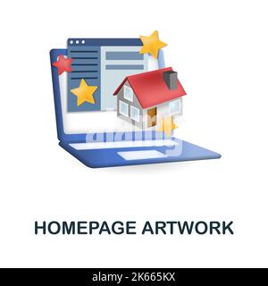 Icona di illustrazione della pagina iniziale. 3d illustrazione dalla collezione di sviluppo web. Creative Homepage Artwork 3D icona per web design, modelli, infografiche e. Illustrazione Vettoriale
