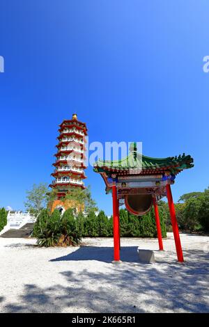 Ci en Pagoda presso la Sun Moon Lake National Scenic Area, Yuchi Township, Nantou County, Taiwan Foto Stock