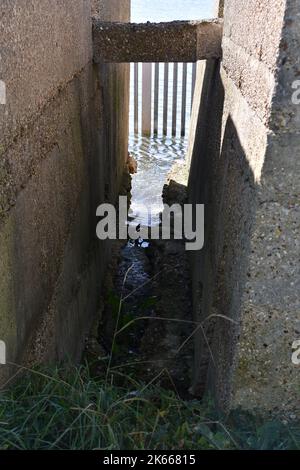 Piattaforma di cemento anti-pistola antiaereo di Hamble Common Beach crollata Foto Stock