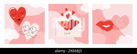 Carino romantico poster giorno di San Valentino. Illustrazione Vettoriale