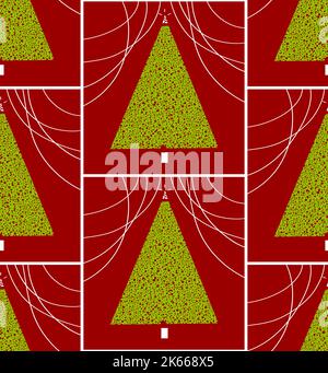 Ornamento vettoriale senza cuciture - carino alberi di natale modello rosso, verde e bianco carta da parati Illustrazione Vettoriale