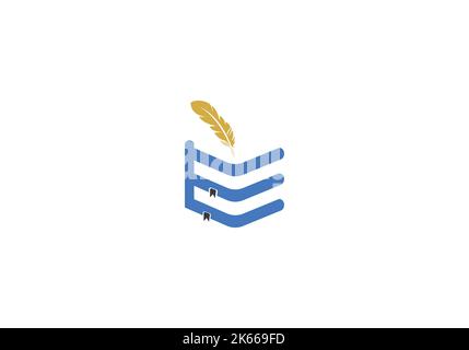 Logo del negozio di libri. Icona di memorizzazione libri. Classico libro aperto logo. Illustrazione vettoriale Illustrazione Vettoriale