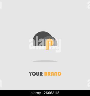 Un vettore di logo icona lettera p isolato su sfondo bianco Illustrazione Vettoriale