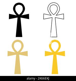 Croce copta Ankh icona su sfondo bianco. ankh simbolo. ankh o chiave di segno di vita. stile piatto. Foto Stock