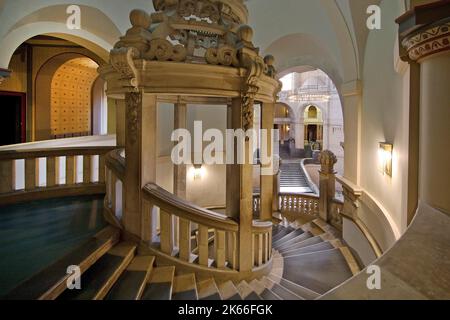 Neues Rathaus, vista interna, palazzo Wilhelminian-come magnifico edificio in stile eclettico, Germania, bassa Sassonia, Hannover Foto Stock