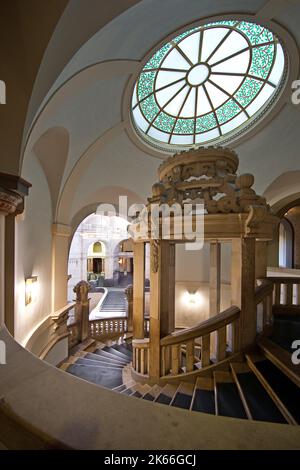 Neues Rathaus, vista interna, palazzo Wilhelminian-come magnifico edificio in stile eclettico, Germania, bassa Sassonia, Hannover Foto Stock