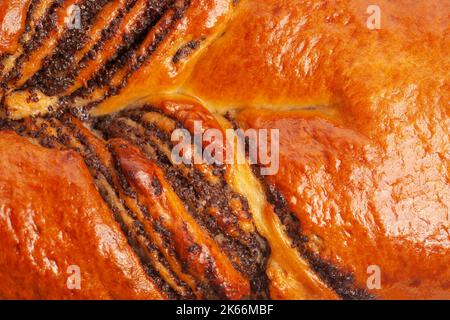 La consistenza dello strudel di semi di papavero. Foto Stock