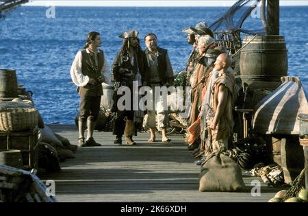 ORLANDO BLOOM, Johnny Depp, Kevin R. MCNALLY, pirati dei Caraibi: La maledizione della perla nera, 2003 Foto Stock