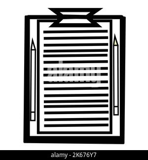 Scheda esame in bianco e nero con disegno a 2 matite. Fonte grafica stock disegno vettoriale originale. Illustrazione Vettoriale