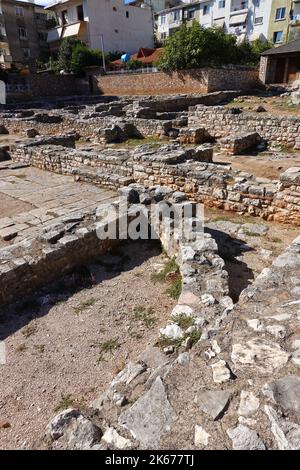 Rovine di un'ex sinagoga - Basilica, resti archeologici, Saranda, Repubblica di Albania Foto Stock