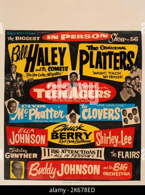 Bill Haley, Chuck Berry, The Platters - il più grande spettacolo del Poster Concerto del 56 Foto Stock