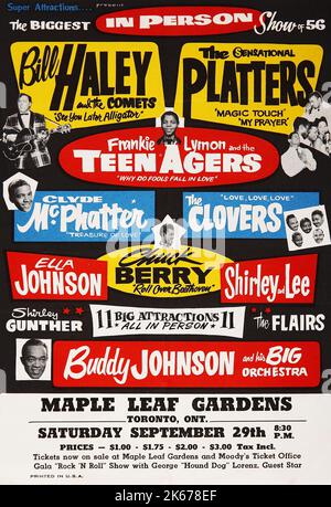 Bill Haley, Platters, Chuck Berry, The Platters e molto altro ancora - Maple Leaf Gardens Concert Handbill (Super attrazioni, 1956) Foto Stock