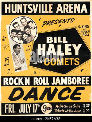 Bill Haley & His Comete 1959 Rock & Roll Jamboree - Danza - Jumbo Concert Poster - Huntsville Arena Foto Stock