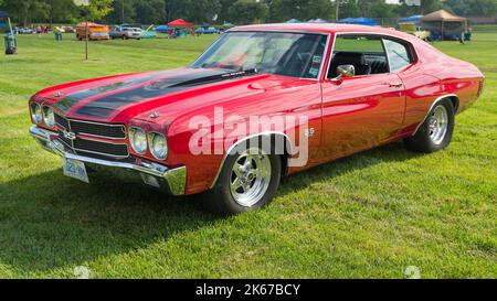 FRANKENMUTH, MI/USA - 5 SETTEMBRE 2014: Un'auto Chevrolet Chevelle 1970, Frankenmuth Auto Fest, Heritage Park. Foto Stock