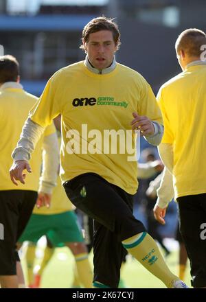 27th ottobre 2012 - Barclays Premier League - Aston Villa Vs Norwich City - Grant Holt di Norwich City - Foto: Paul Roberts / Pathos. Foto Stock