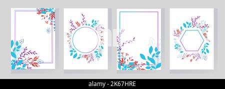Set di cornici floreali di diverse forme. Illustrazione vettoriale Illustrazione Vettoriale