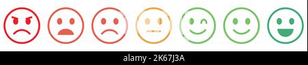 Set di emoji colorate. Serie di icone delle linee delle emoticon. Illustrazione Vettoriale