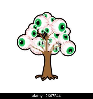 Albero con gli occhi. Albero ad occhi. Illustrazione vettoriale Illustrazione Vettoriale