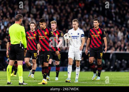 Copenaghen, Danimarca. 11th Ott 2022. Viktor Claesson (7) del FC Copenhagen visto durante la partita della UEFA Champions League tra il FC Copenhagen e Manchester City a Parken a Copenhagen. (Photo Credit: Gonzales Photo/Alamy Live News Foto Stock