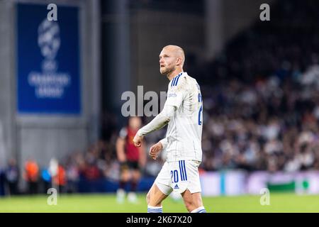 Copenaghen, Danimarca. 11th Ott 2022. Nicolai Boilesen (20) del FC Copenhagen visto durante la partita della UEFA Champions League tra il FC Copenhagen e Manchester City a Parken a Copenhagen. (Photo Credit: Gonzales Photo/Alamy Live News Foto Stock