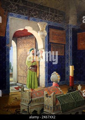 Vecchio di fronte alle tombe dei bambini / Vieil homme devant des tombeaux d'enfants (1903) famoso dipinto di Osman Hamdi Bey aka Osman Hamdy Bey (1842-1910) pittore ottomano. Foto Stock