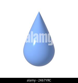 3D icona blu goccia d'acqua. 3d elemento impermeabile isolato su sfondo bianco. Illustrazione realistica del design in plastica lucida 3D. Foto Stock