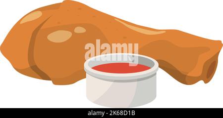 carne alla griglia con salsa rossa. Fast food alla griglia Illustrazione Vettoriale